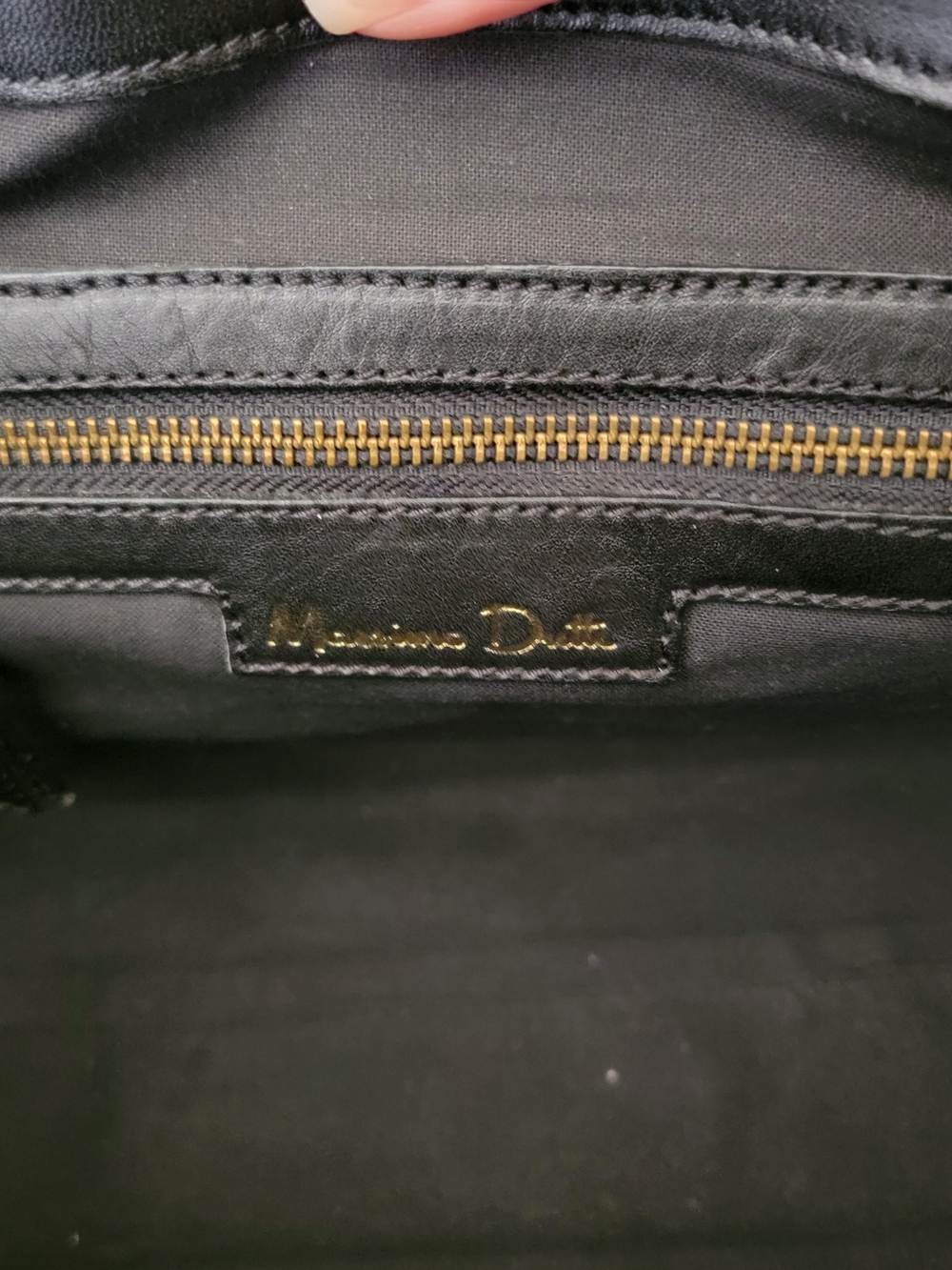 Massimo Dutti Black Leather Satchel with Gold Hardware - Picture 9 of 10